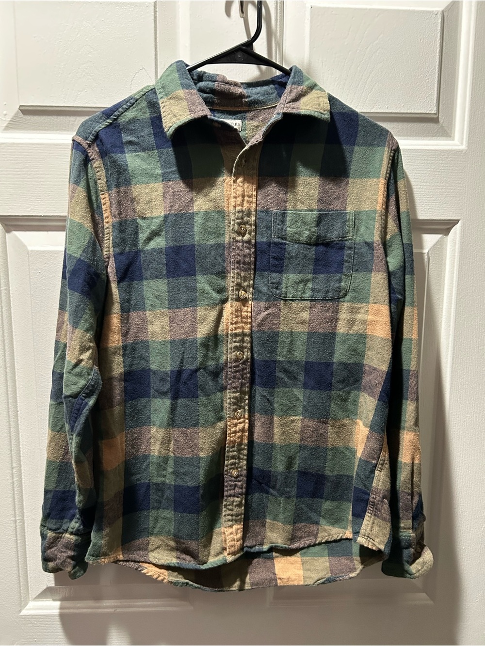 Crewcuts J. Crew Boy’s Gingham Button-Down Flannel Shirt in Dusted Spruce Navy